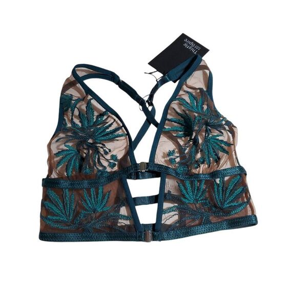 Thistle and Spire Brooklyn Haze Bralette Emerald Green Espresso Size XS - Picture 2 of 7